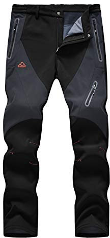 donhobo Herren Outdoorhose Winddicht Wasserdicht Wanderhose Winter Warm Gefüttert Softshellhose Schnelltrockend Camping Funktionshose Trekkinghose (Schwarz, 36)