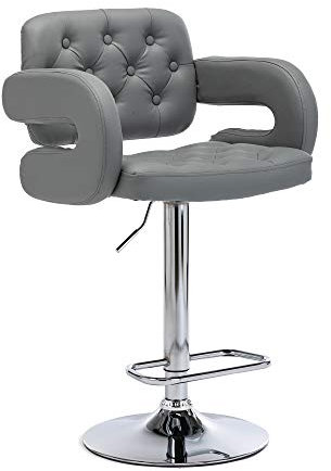 HNNHOME Mercury Pu Swivel Faux Leather Breakfast Kitchen Bar Stool Pub Barstool (Light Grey)