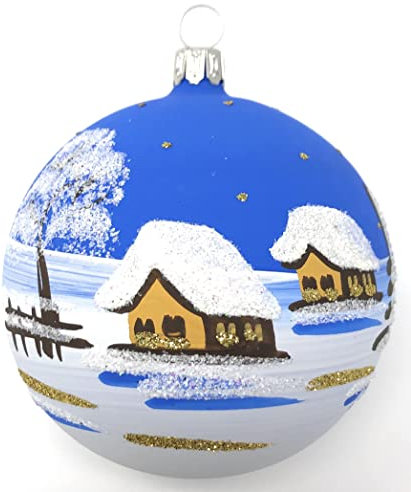 Generisch Christbaumkugel Midi Glas-Kugel Weihnachtskugel Baumbehang Handarbeit Lauscha, : voll - blau