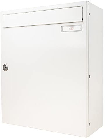RENZ Briefkasten Classic 23 Liter - 370 mm x 440 mm x 145 mm - Einwurf 335 mm x 33 mm für Format C4 / B4 - Verkehrsweiß (RAL 9016) - 17-1-19313