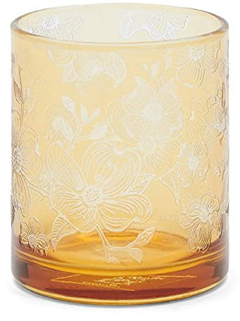 Riviera Maison - Teelichthalter, Windlicht - RM Flower Yellow - Glas - gelb - Höhe 8 cm