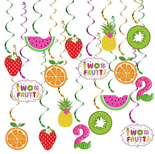 Twotti Frutti Geburtstagsdekorationen, Tutti Frutti Hängende Wirbel Dekorationen, Ananas Wassermelone Erdbeere Orange Sommer Obst 2. Geburtstag Party Dekorationen Tropische Obst Party Supplies