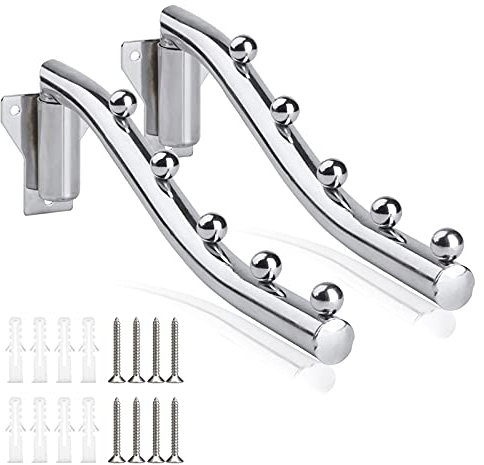 Klappbarer Kleiderbügel Wand, Klapphaken Faltbar Wand, Platzsparend Kleiderschrank Haken Halter Metall Wand Kleiderlüfter Garderobenhaken Kleiderständer für Kleine Räume, Ecken, Bäder, Büro, 2 PCS