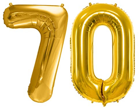 Hochwertiger XXL Folienballon 70 Geburtstag Ballon 70 Gold 100cm Dekoballon 70. Geburtstag Jubiläum 70 Jahre goldener Luftballon Zahl 70