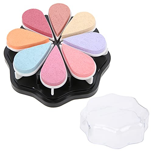 Tnfeeon 8 Colors Petal Shape Finger Ink Stamp Pad,Creativity Color Box Pigment Option Pad Rainbow Rubber Ink Pad for Card Making Scrapbook Painting(Soft)