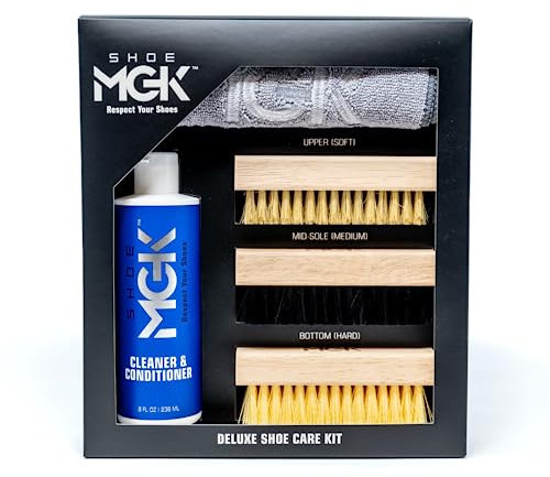 SHOE MGK Shoe Care Deluxe Kit - Shoe Cleaner Kit for White Shoes, Leather, Suede, Canvas, and All Materials - 8oz Shoe Cleaner With a Soft, Medium