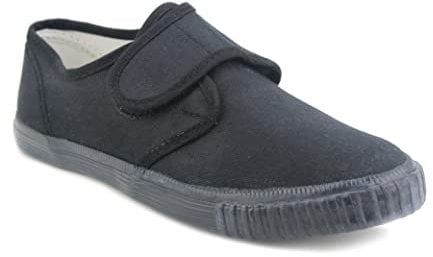 DEK Unisex Boys Kids Touch Fasten Canvas Back to School Uniform PE Pumps Sports Trainers Plimsolls (Black, Numeric_2)