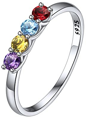 Bestyle Ringe Frauen Silber 925 Personalisiert Mondstein Fingerring Mit Gravur Kristall Ring