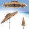 RELAX4LIFE Parasol de Plage Hawaï Tropicale Inclinaison Réglable, Parasol de Paille 8 Baleines Mât en Fer Double Toit pour Plage Patio Piscine, Base Non Inclus (Dia.285cm x H.260cm)
