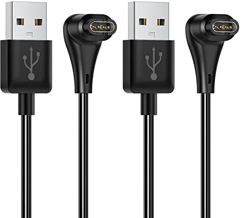 YUANHOT Lot de 2 câbles de chargeur améliorés pour Garmin montre, conception coudée Compatible avec Garmin Fenix ​​7/7S/7X, Instinct 2/2S, Vivoactive 4/4S, Venu 2/2S/Sq, Forerunner 245/945/55/45, etc