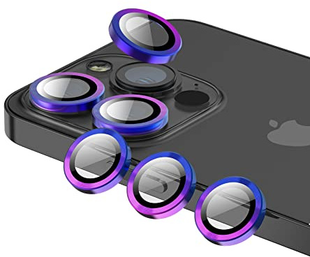Phoneaura [[6 Stück Kameraschutz für iPhone 14 und iPhone 15 Kameraglas, 15 Linsenschutz Objektivglas mit Schutzfolie 15 Plus camera glass 14 Plus