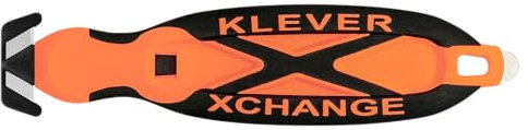 Klever® Kutter XCHANGE 20-1 Stück - oranges Sicherheitsmesser mit zwei verdeckten Klingen, austauschbare Klingenköpfe im Doppelhaken-Design