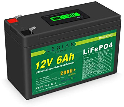 LiFePO4 Akku 12V 6Ah 10A Lithium-Eisen-Phosphat Batterie für Camping Boot Solar Wohnwagen