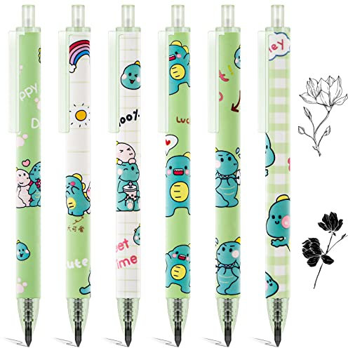 OFFCUP Tintenlose Bleistifte Ewig, 6 Stück Bleistifte Set, Druckbleistift, Süße Cartoon Schale, Wiederverwendbarer Bleistift, für Kinder Erwachsene Studenten(Dinosaurier)