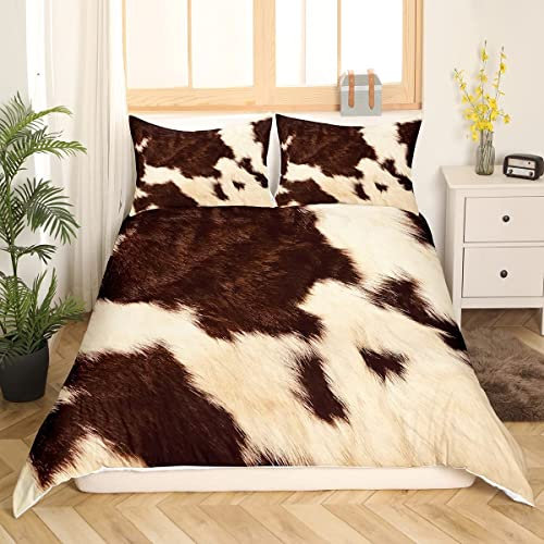 Homewish Highland Cow Print Comforter Cover Super King For Adult Women Cowboys Bull Cattle Cow Print Bedding Set Brown Wild Animal Milk Cow Print Duvet Cover Exotic Tribal Western Room Decor Bedding