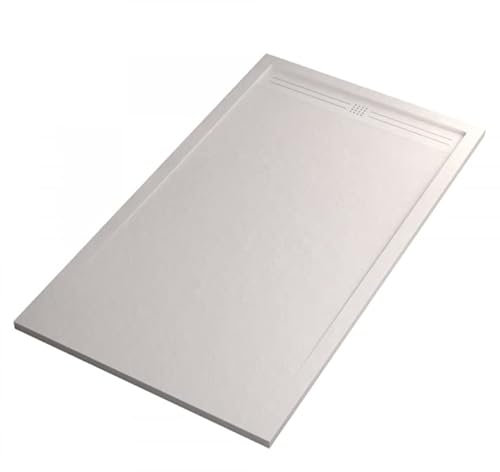 IMPERIAL BAGNO - Duschwanne aus Marmor, Weiß, Steinoptik, Beton, Gitter (90 x 170)