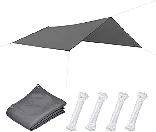 Sonnenschutz Windschutz 3 x 3 m 98% UV Schutz Windschutz Wetterschutz Sonnensegel Sonnenschutz Windschutz 4 × 1.5 m Seile für Garten Terrasse Camping, Dunkelgrau