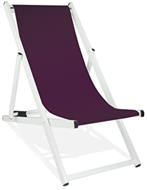 MultiBrands Liegestuhl, klappbar, Aluminium, Sitzbezug, weiß lackiert (Aubergine)