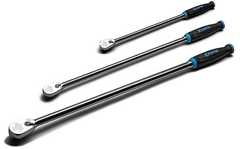 Capri Tools Fein 90 Zähne extra langer Ratschensatz Ergonomischer Softgriff 1/4 3/8 1/2 Antrieb 3-tlg
