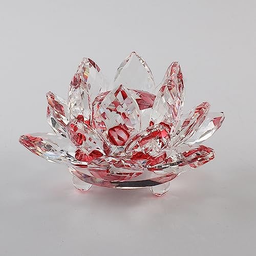 BBTISG Kristall-Lotusblume, dekorative Glas-Lotusblumenschale, Funkelnde Kristall-Lotusblume für Zuhause, Hochzeiten und Jahrestage (rot)