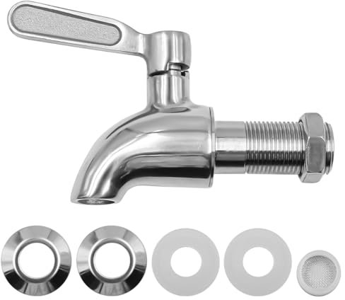 WANGCL Drinks Dispenser Tap 304 Stainless Steel Replacement Tap Glass Container Tap Drink Coffee Beer Drinking Fountain (16 mm)