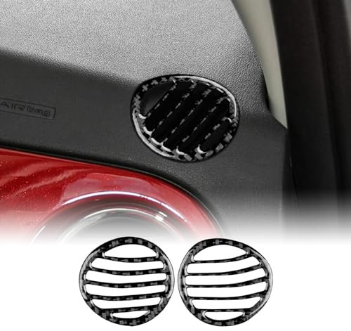KUNGKIC Per Fiat 500 2008-2023 Abarth 595 2012-2023 cruscotto auto controllo centralizzato uscita dell'aria laterale telaio in fibra di carbonio adesivo decorativo per interni regalo (nero)
