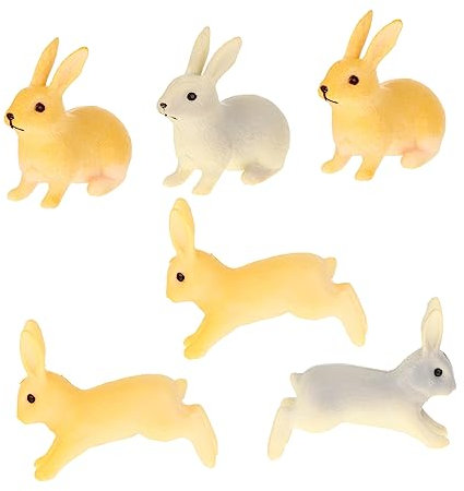 Supvox 6 Stück-Pack Süße Osterhasen Miniaturen aus PVC für Basteln und Wohnraumdekoration Zufälliger Stil