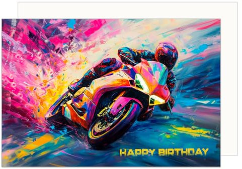 Edition Seidel Premium Geburtstagskarte mit Umschlag. Glückwunschkarte Karte Billet Geburtstag Happy Birthday Mann Frau Motorrad Bike Harley Hobby (G3537 SW024)