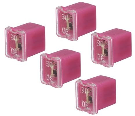 sourcing map Automotive Cartridge Fuse 48V 30A Female Terminal J Case Box Low Profile for Car Truck Red 5pcs