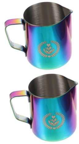 Cabilock 2 Pièces Tasse À Café Lait Mousseur À Lait Expresso Pichet À Lait Domestique Pichet À Crème En Métal Pichet À Cappuccino Tasses À Mesurer En Métal Haute Capacité Boîte De Lait En
