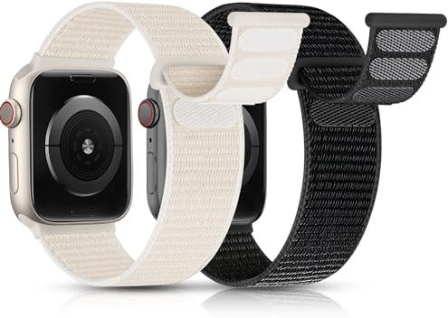 UpNeioco 2 pulseras de nailon compatibles con Apple Watch de 44 mm, 45 mm, 42 mm, 49 mm, deportivas, cierre de velcro, para hombre y mujer, correa de repuesto trenzada para iWatch Series 9 SE 8 7 6 5