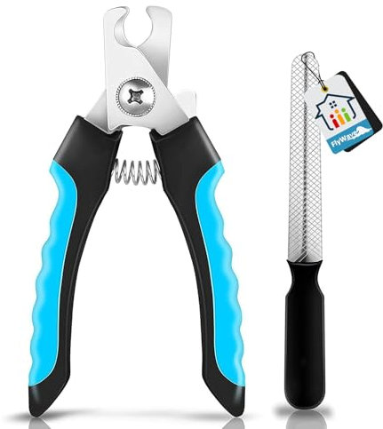 FlyWave Coupe Griffe Chien Professionnel en Acier, Coupe Ongle Inoxydable pour Chiens et Chats, Pince Ongle avec Protection et Lime à Ongles pour Petits et Grands Animaux