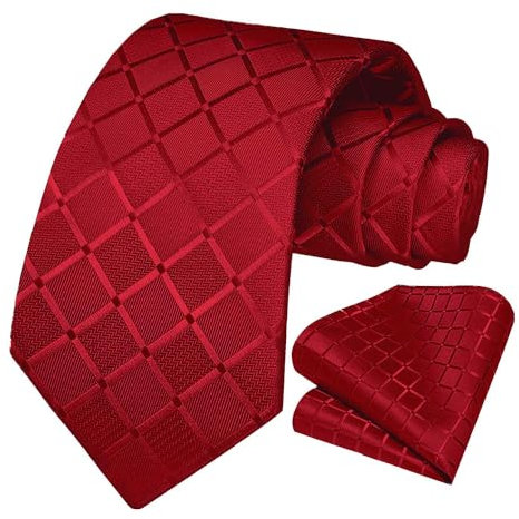OcioDual Krawatte Rot Krawatte Herren, Krawatten für Herren mit Einstecktuch, Tie, Elegant Set für Feiern, Events, Krawatten Damen, Hochzeitskrawatten, Geschäftsleute, Gravatas Hommes