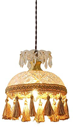 Hertl Lámpara colgante nórdica, luces de cristal con borlas, accesorios de techo abatibles for isla de cocina, lámpara colgante rústica vintage for granja, mesa de comedor, pasillo, color transparente