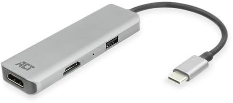 ACT USB C HDMI Adapter mit Aluminium Gehäuse, 4k @ 30Hz Dual HDMI, USB 3.0-Anschluss 5Gbps, zum Anschließen 2 Zusätzlichen Monitors – AC7013