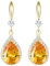 Linawe Gold Schmuck Set Damen, Hängende Orange Ohrringe, Kristall Diamant Modeschmuck Vergoldet, Tropfen Ohrringe für Hochzeit