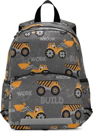 Yopersonalizes Kinder Kleinkind Rucksack für Jungen Mädchen, lustiger Bagger Vorschule Kindergarten Büchertasche Kinderrucksack Schultasche Kindergarten Kita mit Brustgurt, mehrfarbig, Small