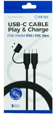 FRTEC – Cable USB-C a USB-C con Adaptador USB-A, Carga y Datos, Tipo C para PS5, PS5 Slim, 3 metros, Compatible con Smartphones