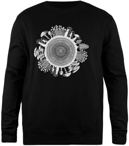 Pinitotee Pilzring Schwarzer Unisex-Pullover Mit Rundhalsausschnitt