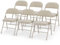 COSTWAY 2/4/6 Pack Fabric Padded Folding Chair, Metal Frame Easy Storage Conference Chair with Sponge Seat, Backrest & Foot Pads, Hall Guest Seating for Bedrooms Office Events (6, Mid Back, Beige)