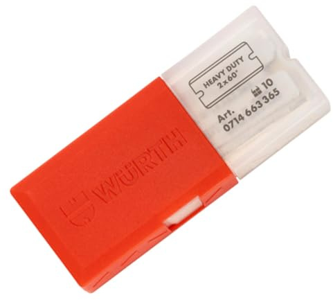 Würth 10x Schaberklingen Heavy Duty 2 x 60° Grad Schaber Ersatzklingen für Klingenschaber im Spender 0714663365 robuste Klinge für sehr hohen Anpressdruck