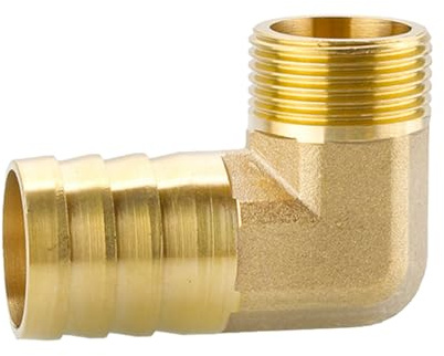 MOUMOUTEN Mässing 3/4 tum slanghulling armbåge 90 grader L rät vinkel taggbeslag, hane gänga hulling skarvmaskin anslutningsadapter anslutning för luftvattenolja (25 mm)