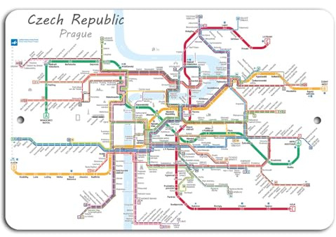 Entdecken Sie Prag: Tschechische Republik Metro Karte Zeichen blechschilder retro mit sprüchen vintage home deko 12x8 inch/30x20cm