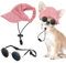 Jadive Hunde Sonnenhut mit Ohrlöchern Katze Hunde Sonnenbrille mit Rutschfestem Silikonband Verstellbarer Haustier Baseballmütze Sommer Sonnenschutz Hut für Welpen Foto-Requisiten(Rosa,Klein)