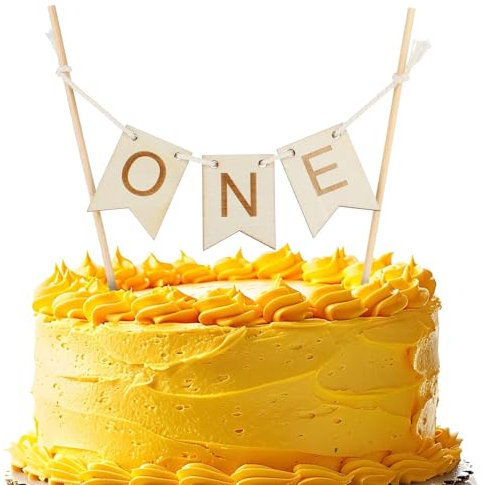 Tortendeko 1. Geburtstag, Holz Cake Topper 1. Jahrestagsfeier Kuchentopper Baby Geburtstagsparty Kuchen Deko 1 Geburtstag Kindergeburtstag für Jungen und Mädchen