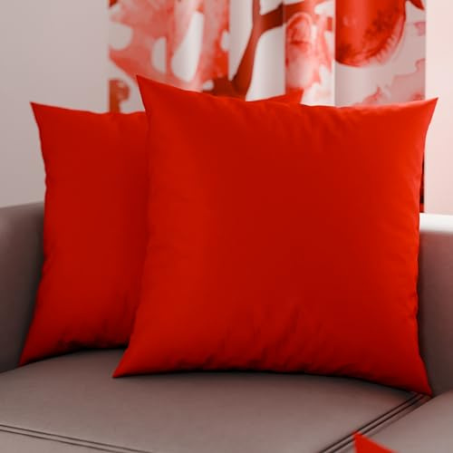 PETTI Artigiani Italiani - 2er-Set Kissenbezüge 50x50 cm aus Mikrofaser, Dekokissen-Bezüge für Schlafzimmer und Sofa, Set mit 2 Kissenhüllen, Einfarbiger Kissenbezug Rot, 100% Made in Italy