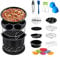 Versatile 13 Piece Air Fryer Supplies Set with Baking Barrel, Pizza Pan, Grill Grid and Egg Bite Trays Compatible with Standard Air Fryer Sizes