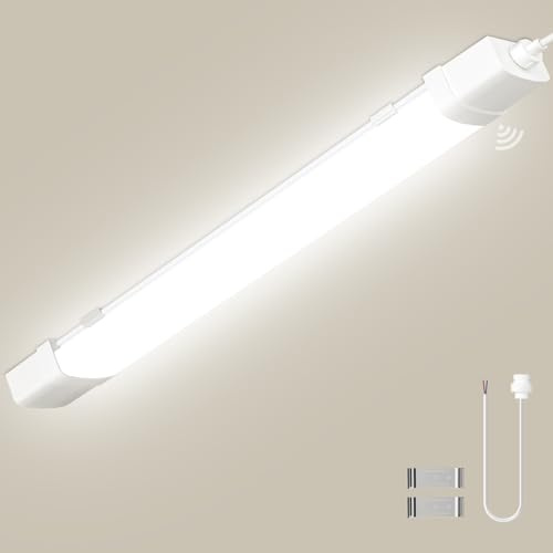 Litglobe Neon LED 115cm con Sensore di Movimento,40W 4000LM Tubo Neon,4500K Bianco Neutro Barra LED,IP65 Impermeabile Plafoniera Soffitto per Cucina Officina Garage Ufficio