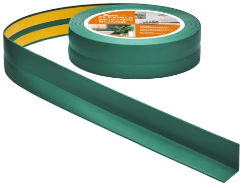 Quest Weichsockelleiste PVC 30x30 mm selbstklebend - Grün, 5 m | Flexible Abschlussleiste & Knickleiste, für Küche, Bad & Fugen, Montage ohne Bohren, wasserdicht & UV-beständig