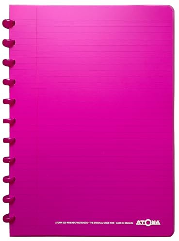 Atoma - Ringbuch A4 - 72 abtrennbare Blätter (144 Seiten) mit Rand - Einband aus recyceltem Polypropylen (Lila - liniert (8mm))